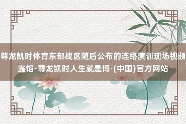 尊龙凯时体育东部战区随后公布的连络演训现场视频露馅-尊龙凯时人生就是博·(中国)官方网站